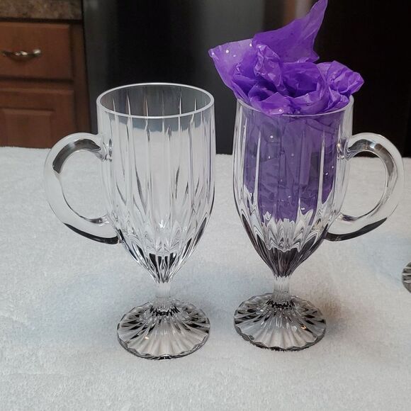 (2) Irish Coffee Crystal by Mikasa 'Park Lane'  mugs Glass-Tall-7-3/8 inch. - Picture 1 of 10